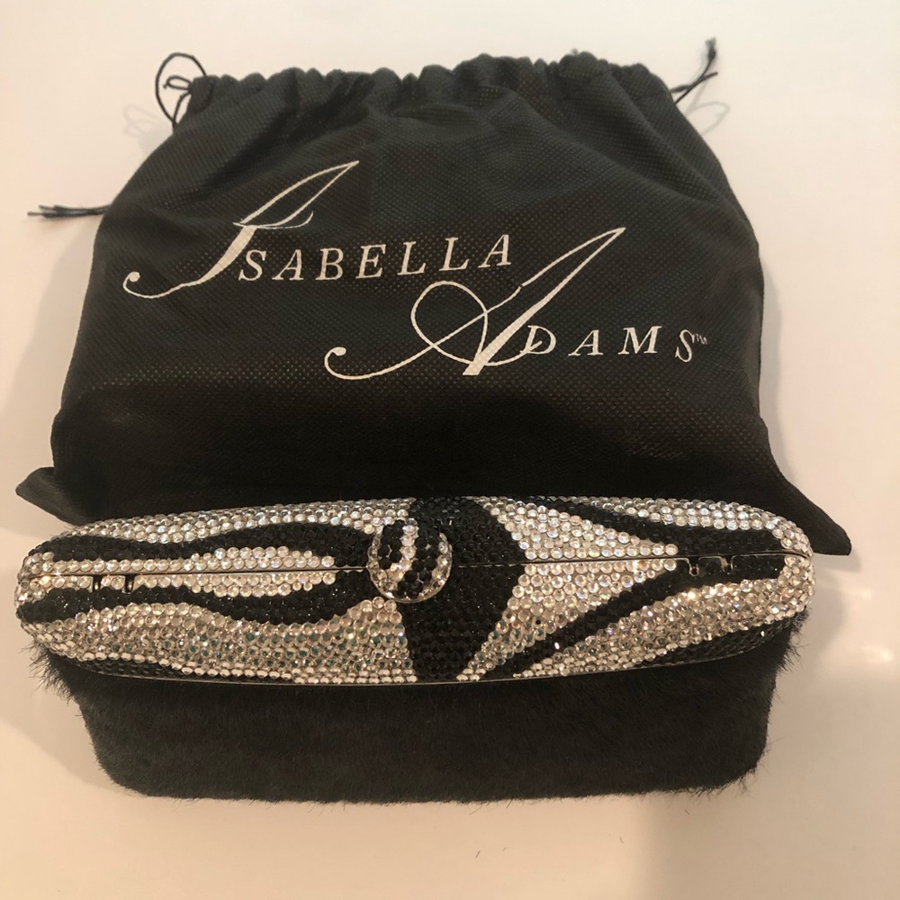 Isabella Adams Purse Clutch Zebra Animal Print evening bag Swarovski